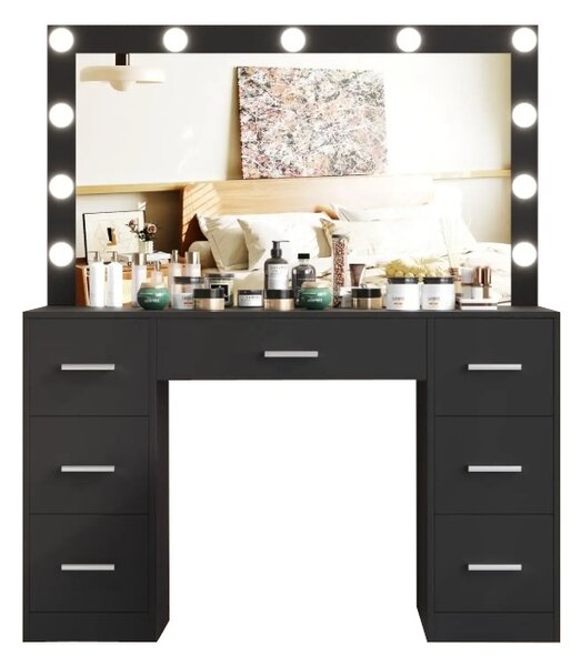 Masă de toaletă mare cu iluminare 80 x 40 x 110cm negru