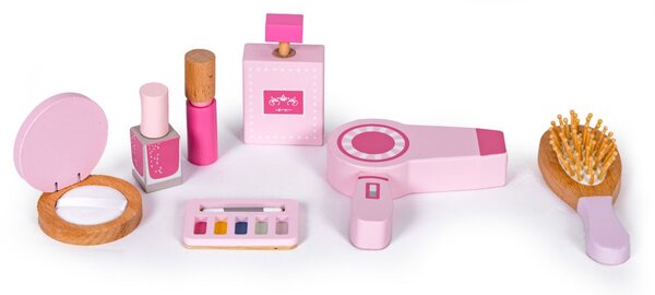 Masă cosmetică pentru copii cu oglindă, scaun și accesorii
