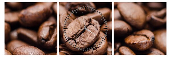 Tablou - Boabe de cafea (cu ceas) (90x30 cm)