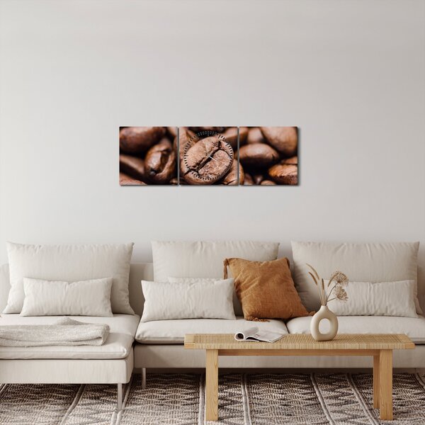 Tablou - Boabe de cafea (cu ceas) (90x30 cm)