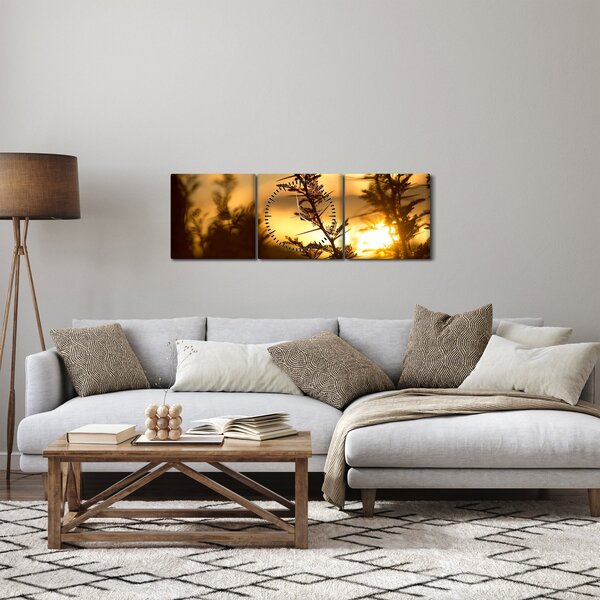 Tablou - Apus de soare (cu ceas) (90x30 cm)