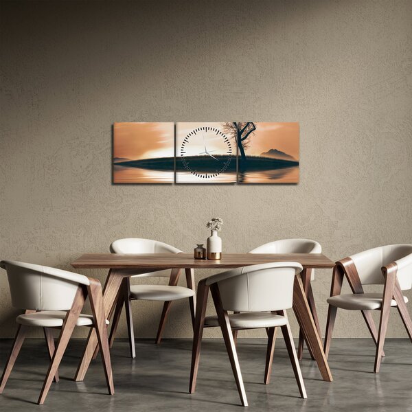 Tablou - Copaci pe insulă (cu ceas) (90x30 cm)