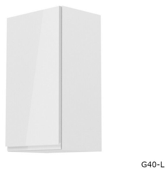 Corp superior bucătărie îngust ASPEN G40, 40x72x32, alb/alb luciu, stânga
