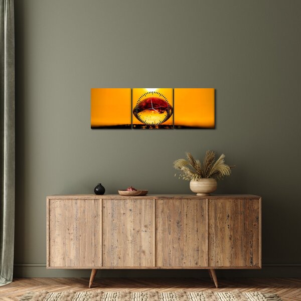 Tablou - Picături din sticlă (cu ceas) (90x30 cm)