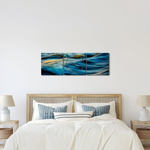 Tablou - Valuri (cu ceas) (90x30 cm)