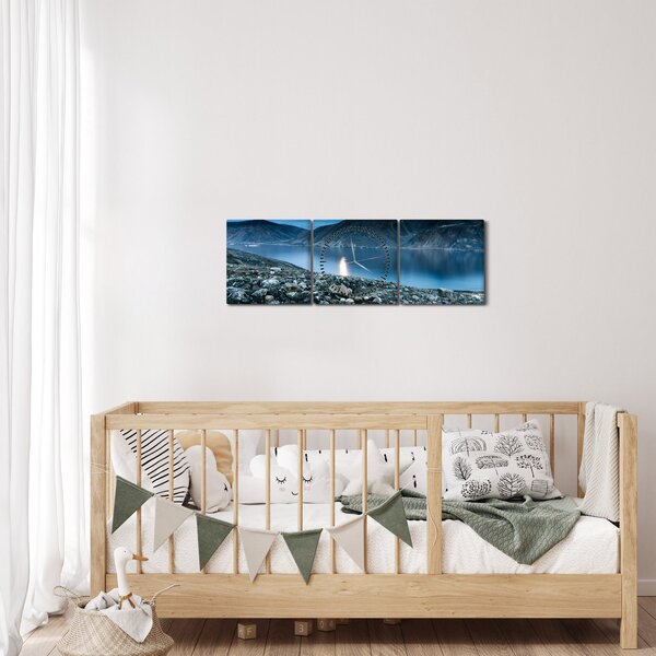 Tablou - Islanda noaptea (cu ceas) (90x30 cm)