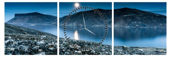 Tablou - Islanda noaptea (cu ceas) (90x30 cm)