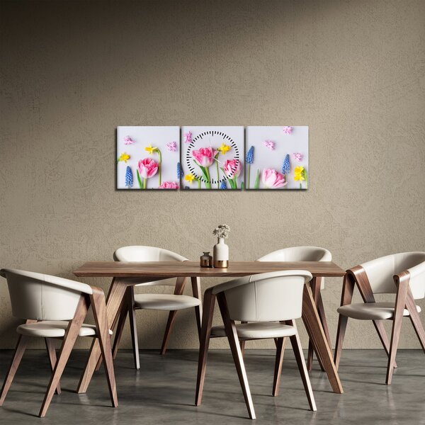 Tablou - Flori de primăvară (cu ceas) (90x30 cm)