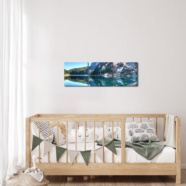 Tablou - Lac montan (cu ceas) (90x30 cm)