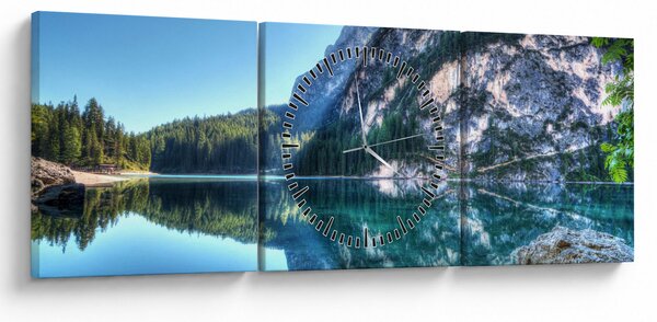 Tablou - Lac montan (cu ceas) (90x30 cm)
