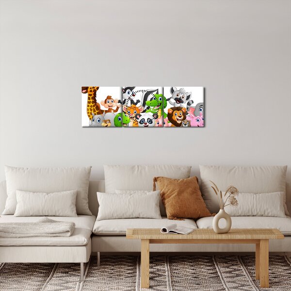 Tablou - Animale (cu ceas) (90x30 cm)