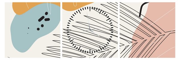 Tablou - Ilustrație de frunze (cu ceas) (90x30 cm)
