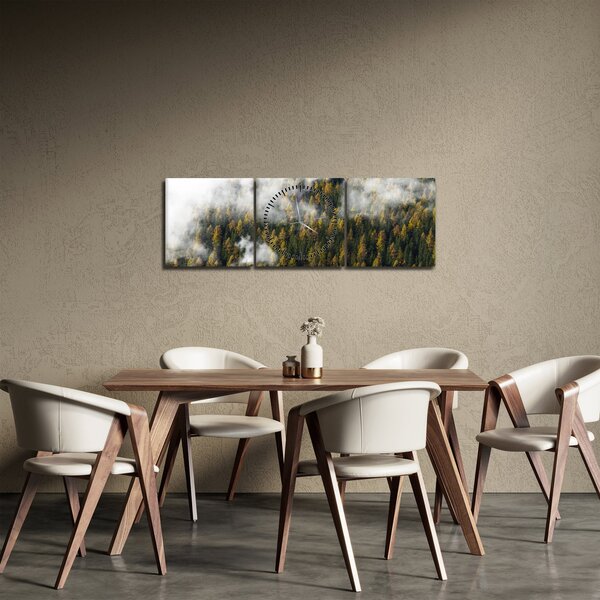 Tablou - Pădure în nori (cu ceas) (90x30 cm)