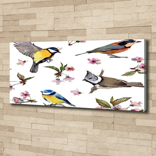 Imprimare tablou canvas Bird flori de cires