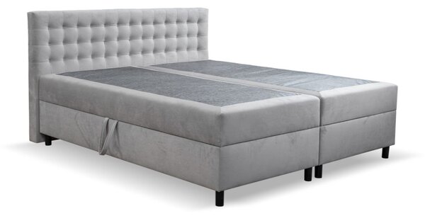 Pat continental cu spațiu de depozitare și tăblie decorativă Pilar (140/160/180 cm)