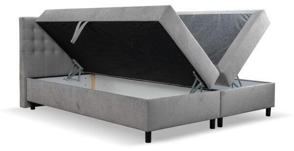 Pat continental cu spațiu de depozitare și tăblie decorativă Pilar (140/160/180 cm)