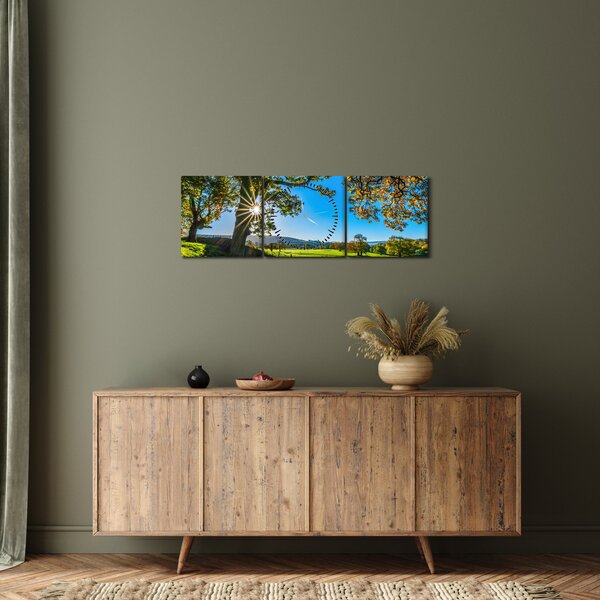 Tablou Privire la câmp (cu ceas) (90x30 cm)