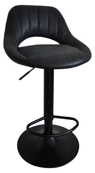 Scaun de bar, material textil negru cu efect de piele intoarsa, LORASA NEW