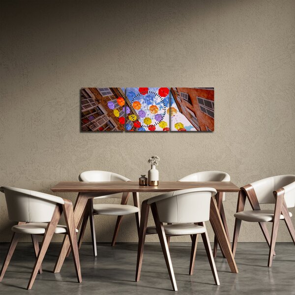Tablou - Umbrele colorate (cu ceas) (90x30 cm)