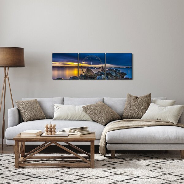 Tablou - Nori de furtună deasupra apei (cu ceas) (90x30 cm)