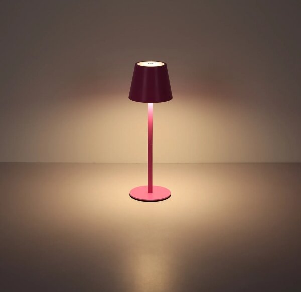 Globo 58488P-LED Lampă de masă VANNIE, reglabilă, cu control tactil, reîncărcabilă, pentru exterior, 3W/5V IP54 1800mAh roz