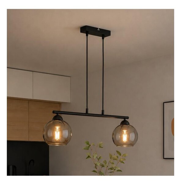 Brilagi - Lustră pe cablu DIOR 2xE27/60W/230V negru/gri fumuriu