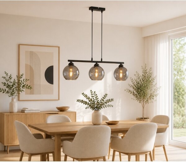Brilagi - Lustră suspendată pe cablu DIOR 3xE27/60W/230V negru/gri fumuriu