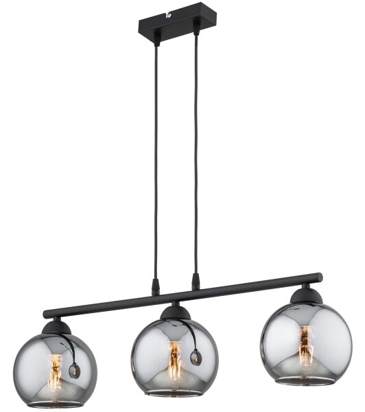 Brilagi - Lustră suspendată pe cablu DIOR 3xE27/60W/230V negru/gri fumuriu