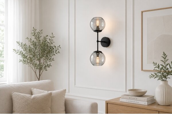 Brilagi - Lampă de perete DIOR 2xE27/60W/230V negru/gri fumuriu