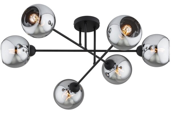 Brilagi - Lustru aplicat DIOR 6xE27/60W/230V negru/gri fumuriu