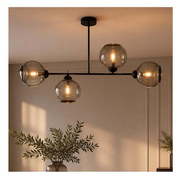 Brilagi - Lustră aplicată DIOR 4xE27/60W/230V negru/gri fumuriu