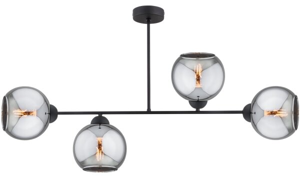 Brilagi - Lustră aplicată DIOR 4xE27/60W/230V negru/gri fumuriu