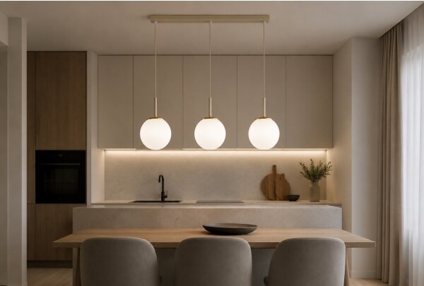 Brilagi - Lustră pe cablu MILO 3xE27/60W/230V bej/auriu