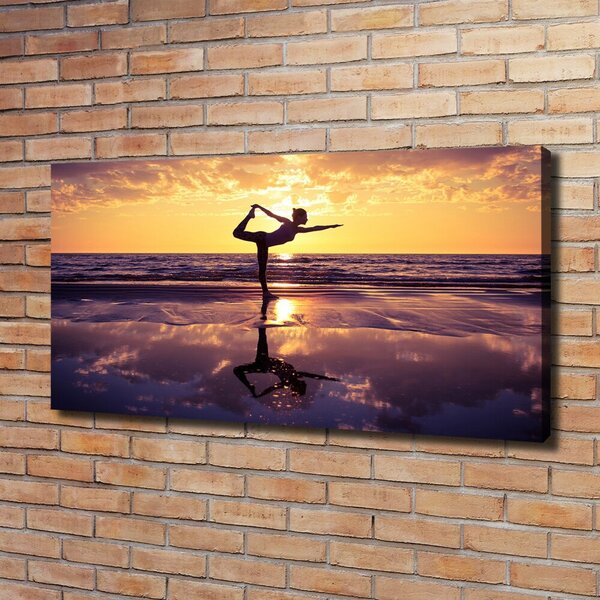 Imprimare tablou canvas Yoga pe plajă
