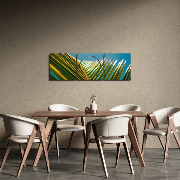 Tablou - Frunze de palmier (cu ceas) (90x30 cm)