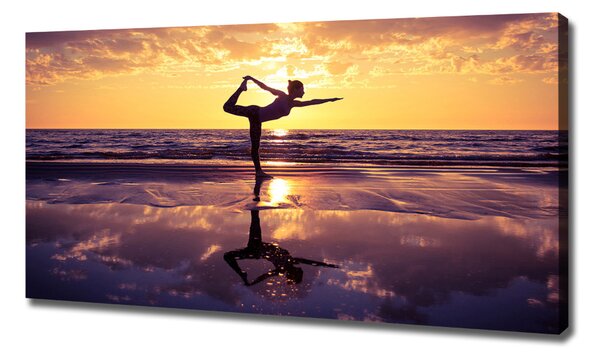 Imprimare tablou canvas Yoga pe plajă