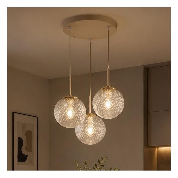 Brilagi - Lustră suspendată pe cablu STELLA 3xE27/60W/230V bej/auriu
