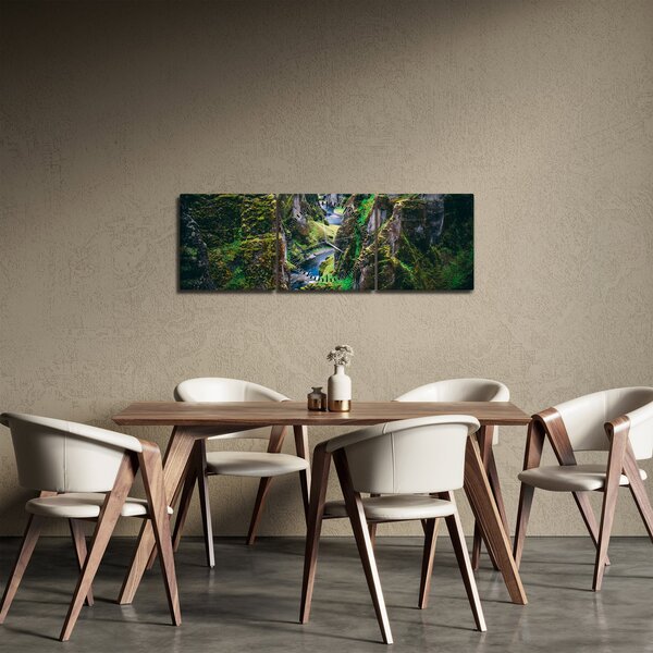 Tablou - Râu într-o vale stâncoasă (cu ceas) (90x30 cm)