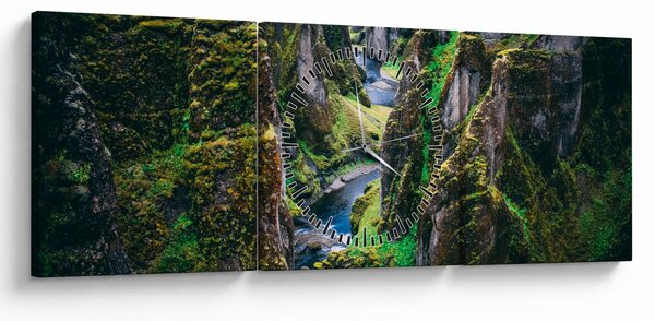 Tablou - Râu într-o vale stâncoasă (cu ceas) (90x30 cm)