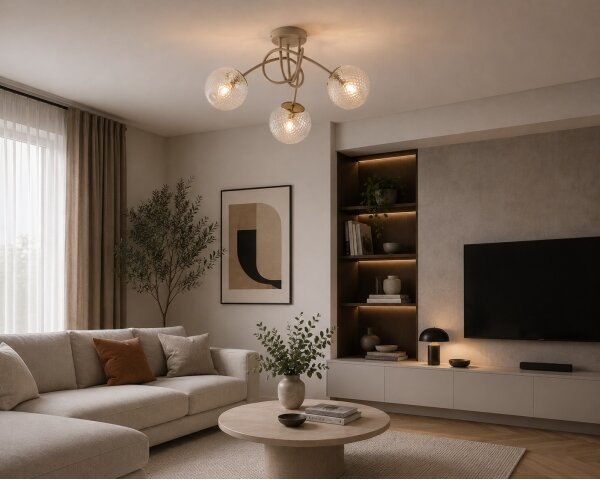 Brilagi - Lustră aplicată STELLA 3xE27/60W/230V bej/auriu