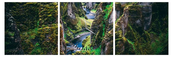 Tablou - Râu într-o vale stâncoasă (cu ceas) (90x30 cm)