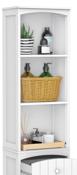 HOMCOM Dulap Înalt de Baie cu 3 Rafturi din MDF, 34x24x170 cm, Alb | Aosom Romania