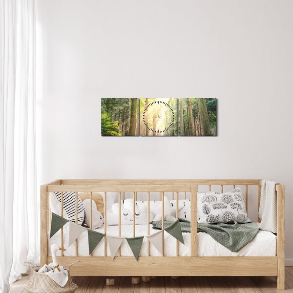 Tablou - Poteci în pădure (cu ceas) (90x30 cm)
