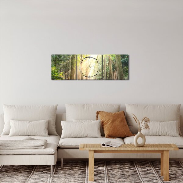 Tablou - Poteci în pădure (cu ceas) (90x30 cm)