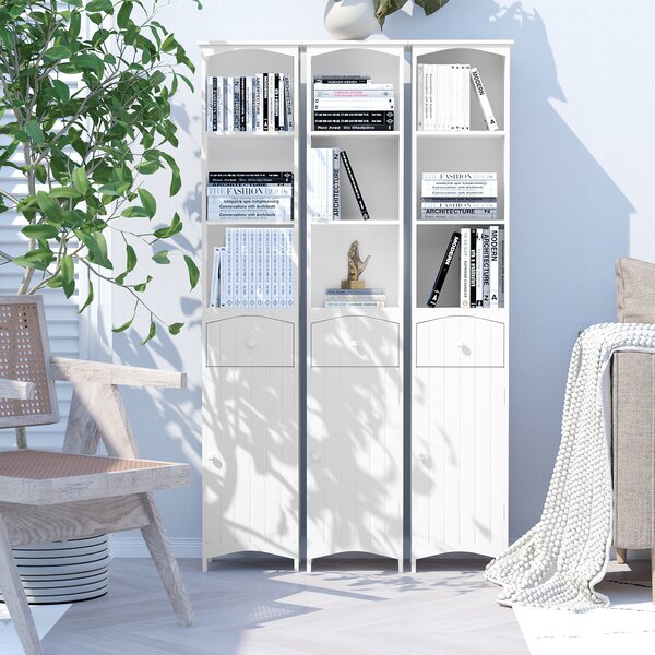 HOMCOM Dulap Înalt de Baie cu 3 Rafturi din MDF, 34x24x170 cm, Alb | Aosom Romania