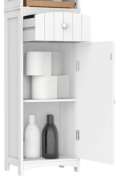 HOMCOM Dulap Înalt de Baie cu 3 Rafturi din MDF, 34x24x170 cm, Alb | Aosom Romania