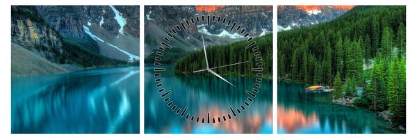 Tablou - Lac turcoaz (cu ceas) (90x30 cm)