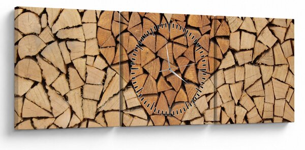 Tablou - Inima din lemn (cu ceas) (90x30 cm)