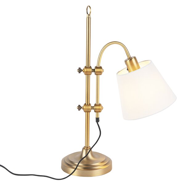 Lampă de masă clasică bronz cu abajur alb - Ashley