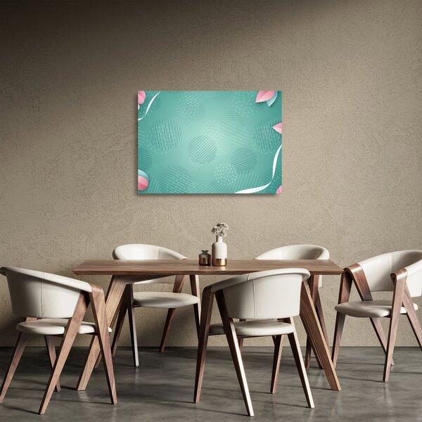 Tablou pe sticlă - Cercuri cu flori (70x50 cm)
